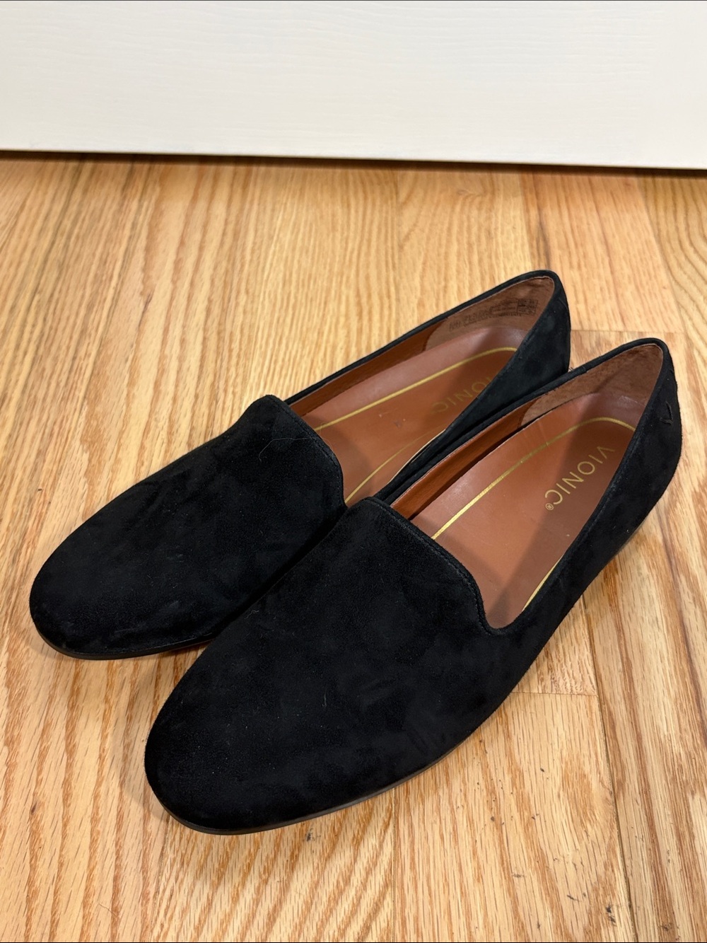 Vionic Black Suede Slip-On Loafers with Cushioning